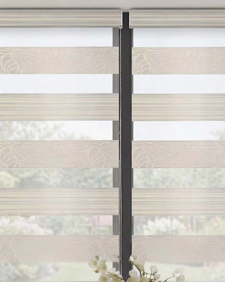Golden Beige Designer Zebra Blind | Custom Made Day & Night Window Blind