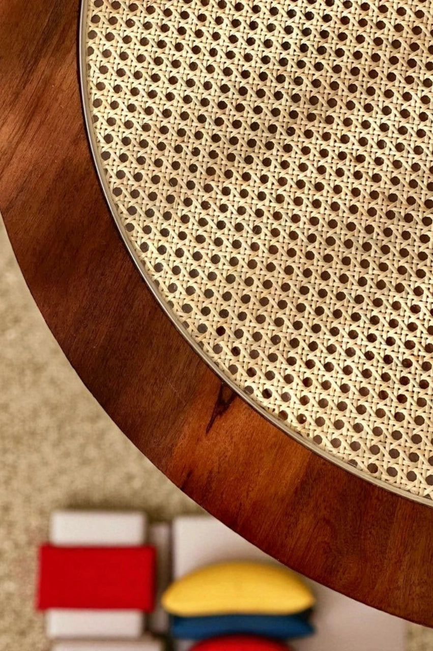 Round Rattan Coffee Table – Honey Brown Finish