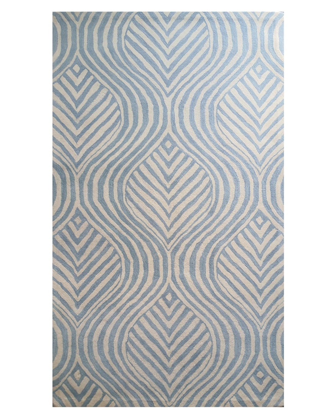 Sky Blue Ripple Geometric Contemporary Carpet