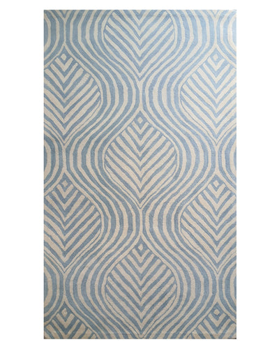 Sky Blue Ripple Geometric Contemporary Carpet