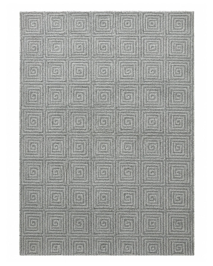 Silver Grey Spiral Grid Contemporary Carpet