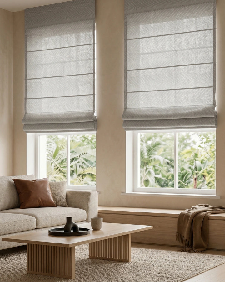 Silver Grey Chevron Roman Blind | Custom Made Fabric Window Shade