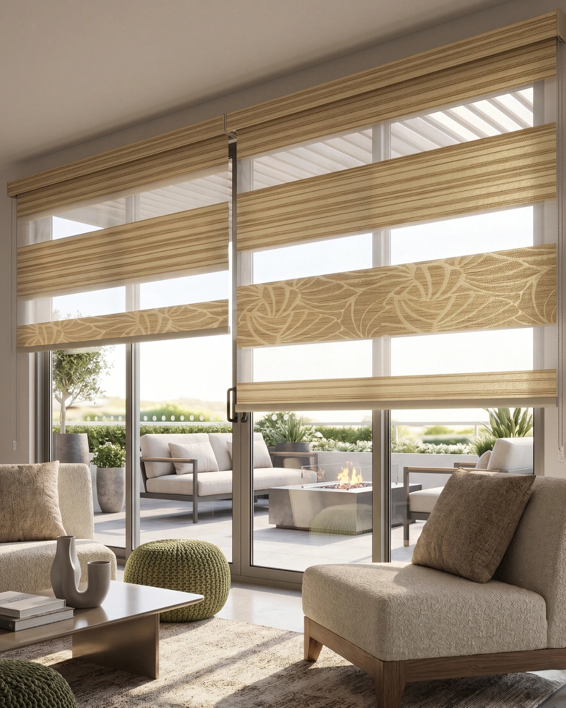 Golden Beige Designer Zebra Blind | Custom Made Day & Night Window Blind