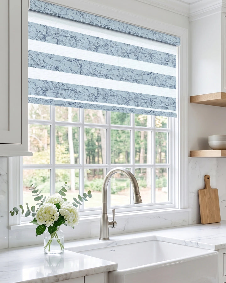 Sky Blue Textured Zebra Blind | Custom Made Day & Night Window Blind