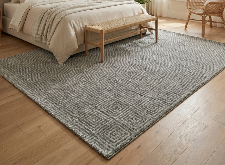 Silver Grey Spiral Grid Contemporary Carpet