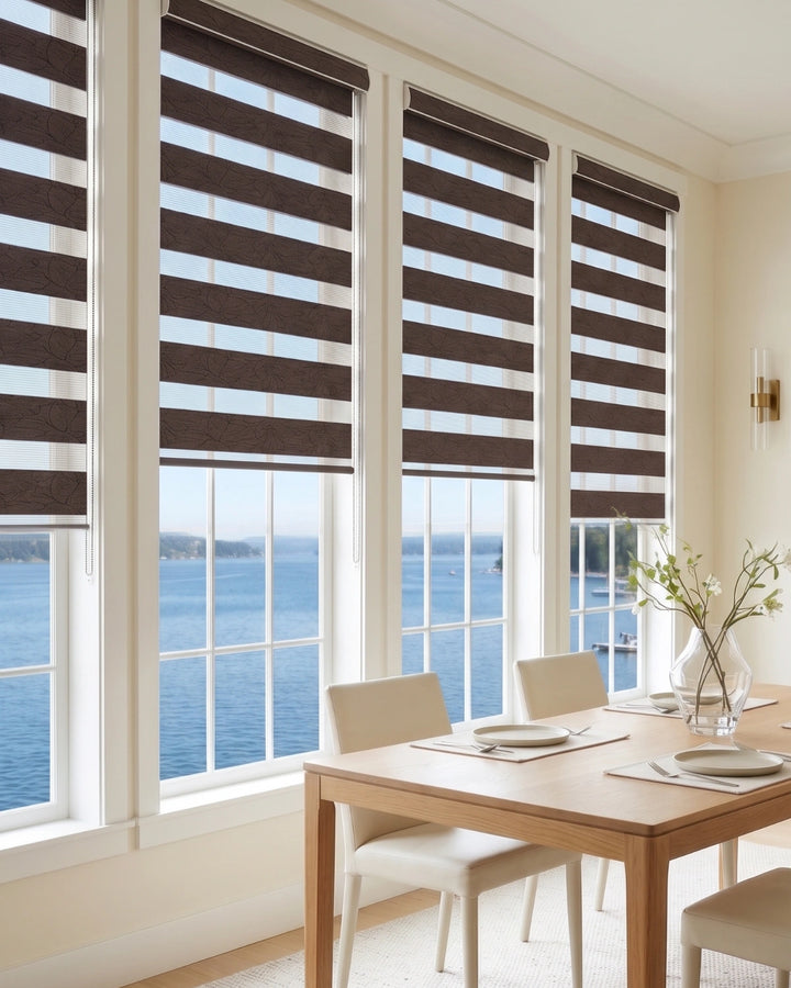 Espresso Brown Textured Zebra Blind | Custom Made Day & Night Window Blind