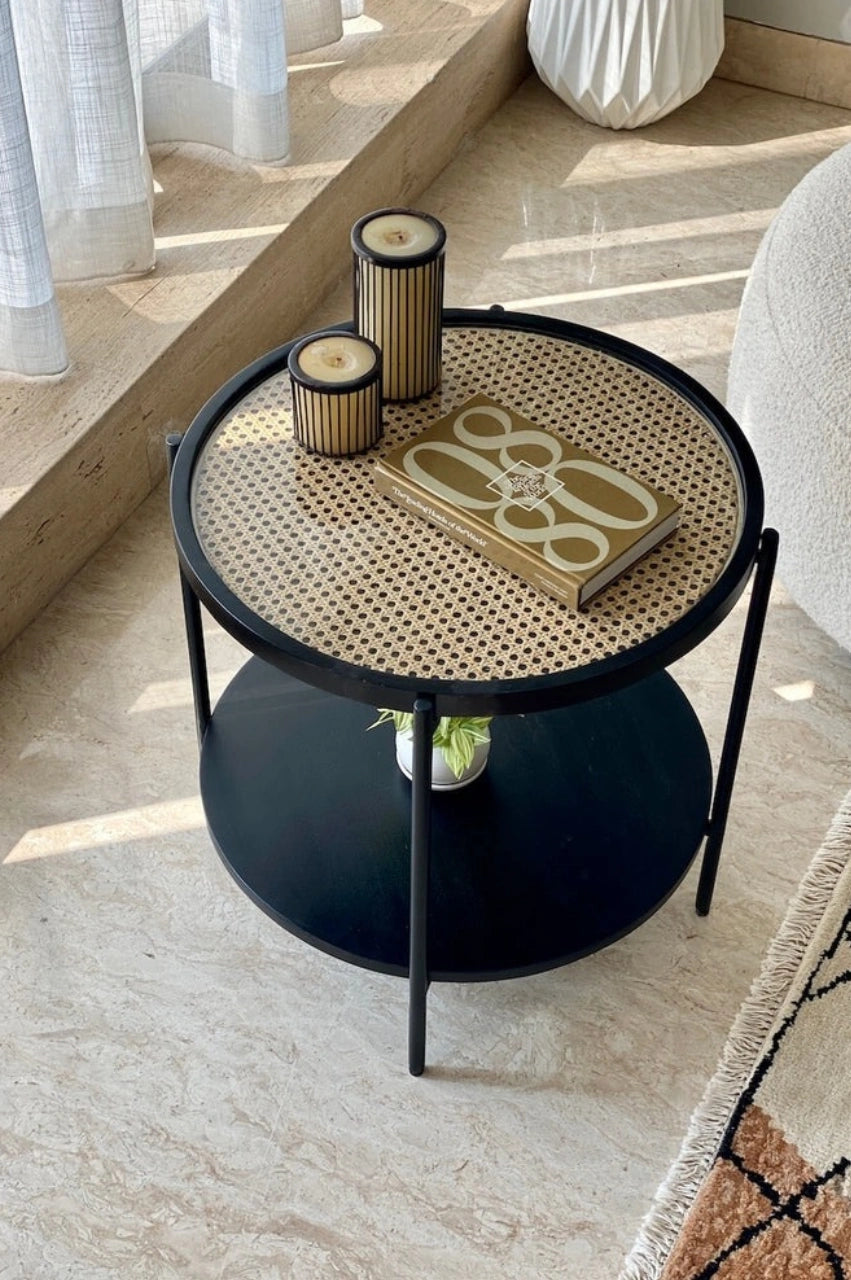 Rattan Centre / Side Table – Charcoal Black Finish
