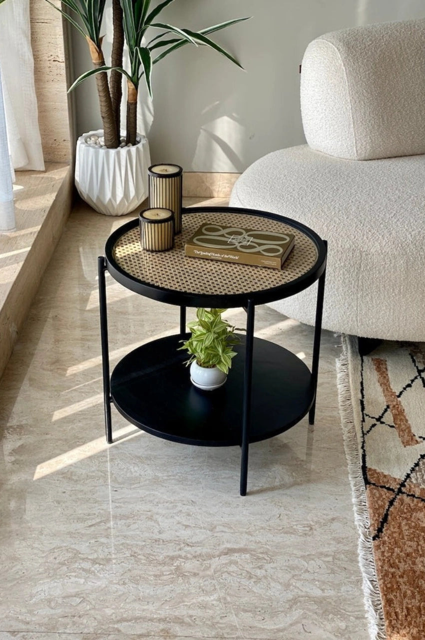 Rattan Centre / Side Table – Charcoal Black Finish