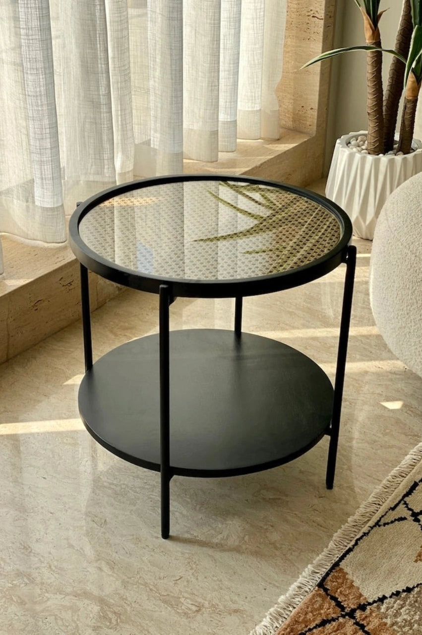 Rattan Centre / Side Table – Charcoal Black Finish