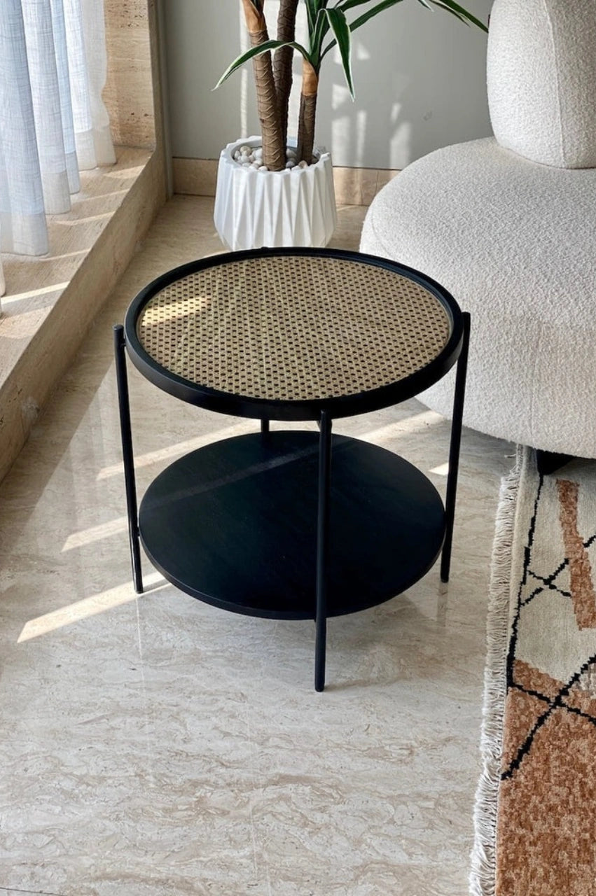 Rattan Centre / Side Table – Charcoal Black Finish