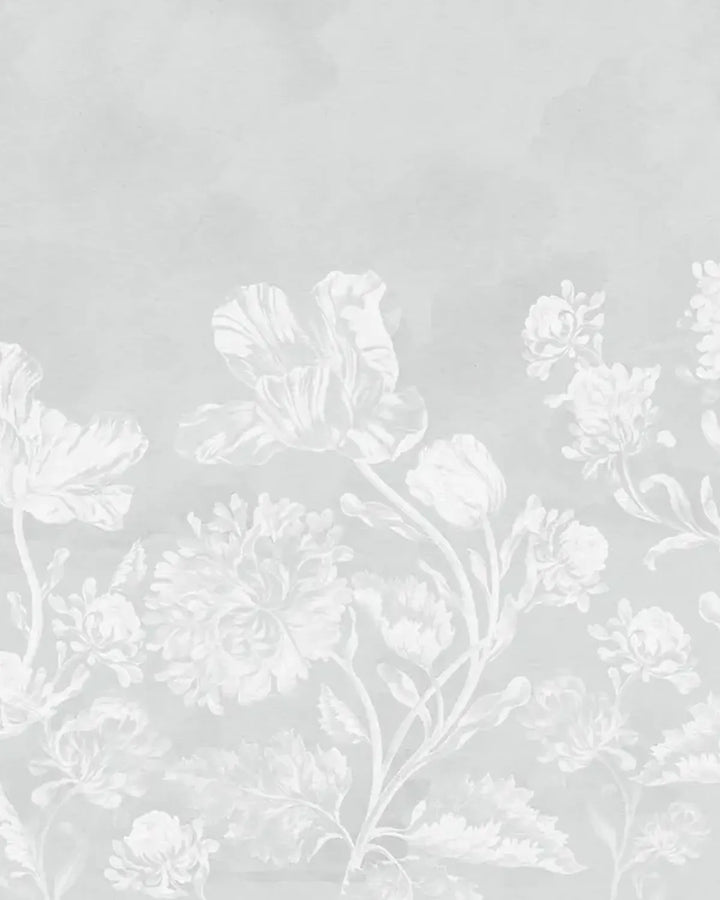 Soft Baroque Florals Wallpaper – Silver Grey