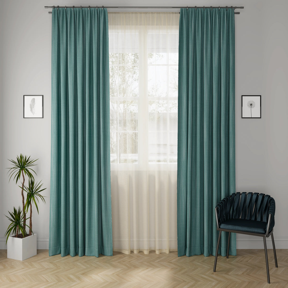 Linux Teal Curtain Fabric