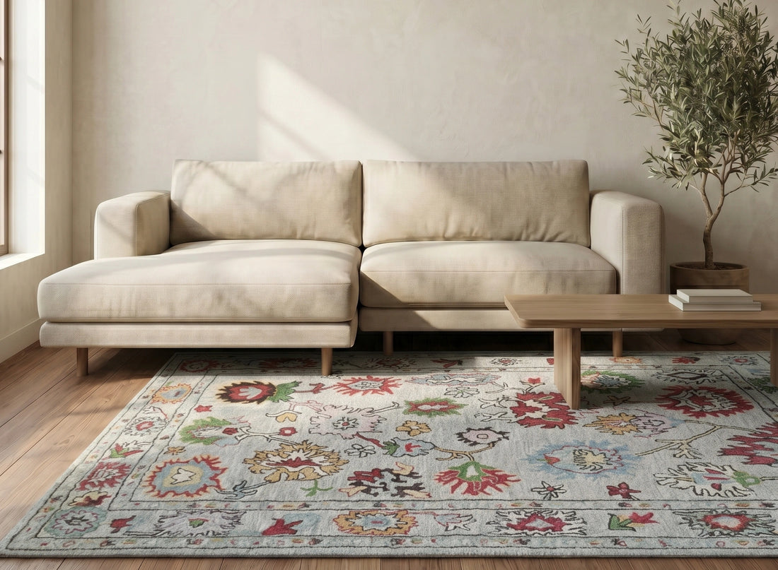 Traditional Floral Pattern Handcrafted Carpet