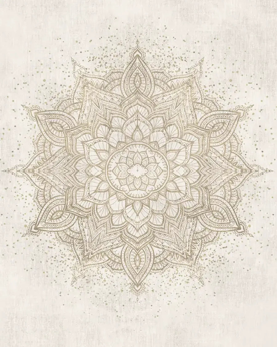 Vintage Boho Mandala Wallpaper – Soft Beige Linen