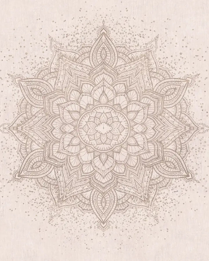 Vintage Boho Mandala Wallpaper – Soft Pink Linen