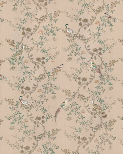 Vintage Chinoiseries Vines & Birds Wallpaper – Sandstone