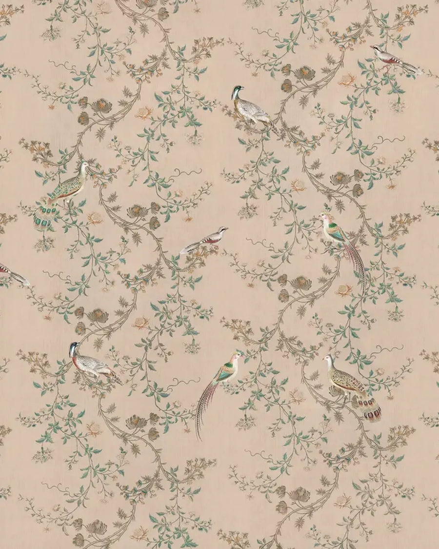 Vintage Chinoiseries Vines & Birds Wallpaper – Sandstone