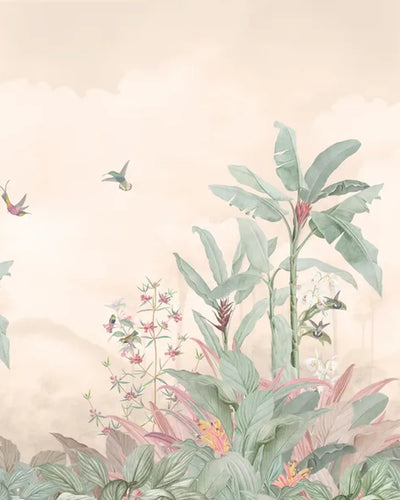 Vintage Jungle Panorama Wallpaper – Blush Beige