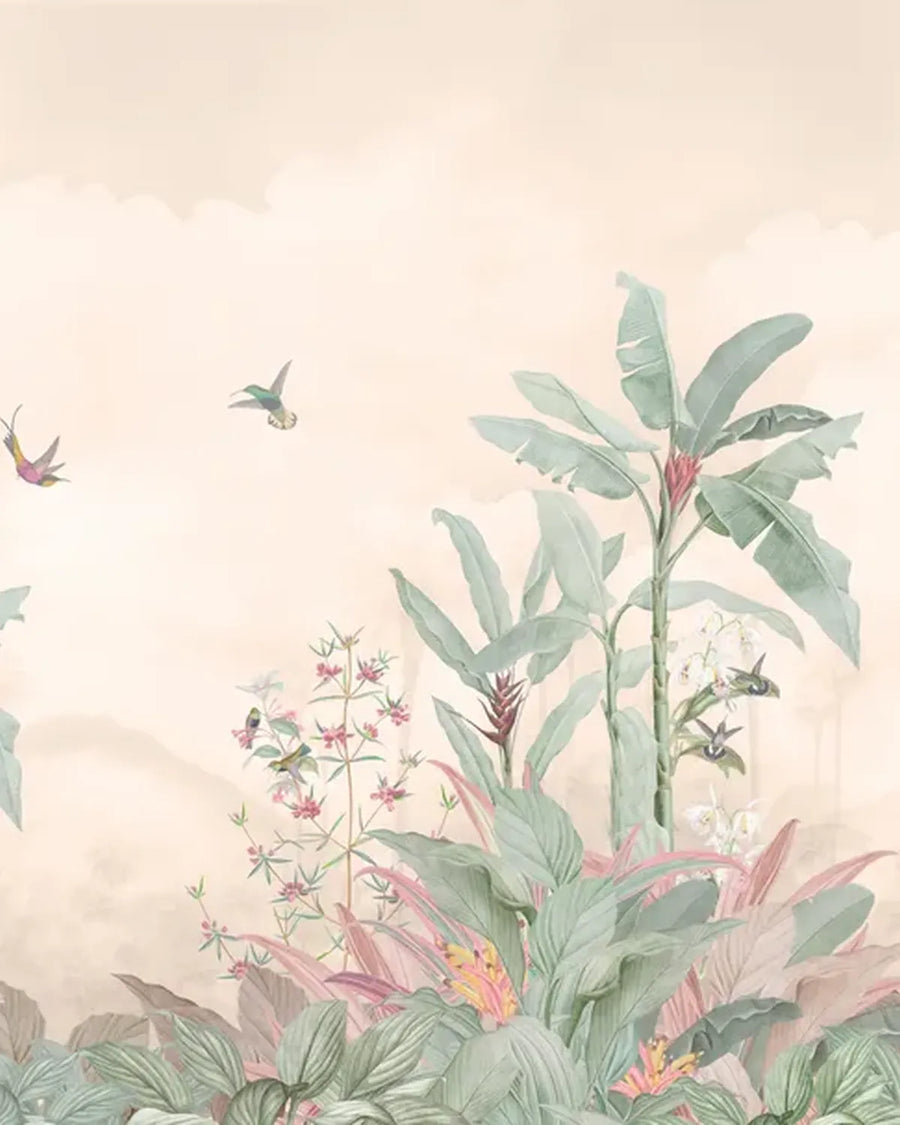 Vintage Jungle Panorama Wallpaper – Blush Beige