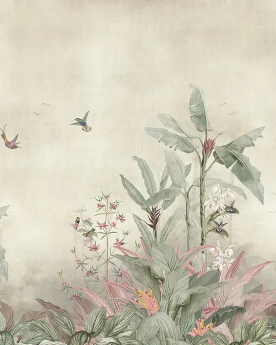 Vintage Jungle Panorama Wallpaper – Light Sage