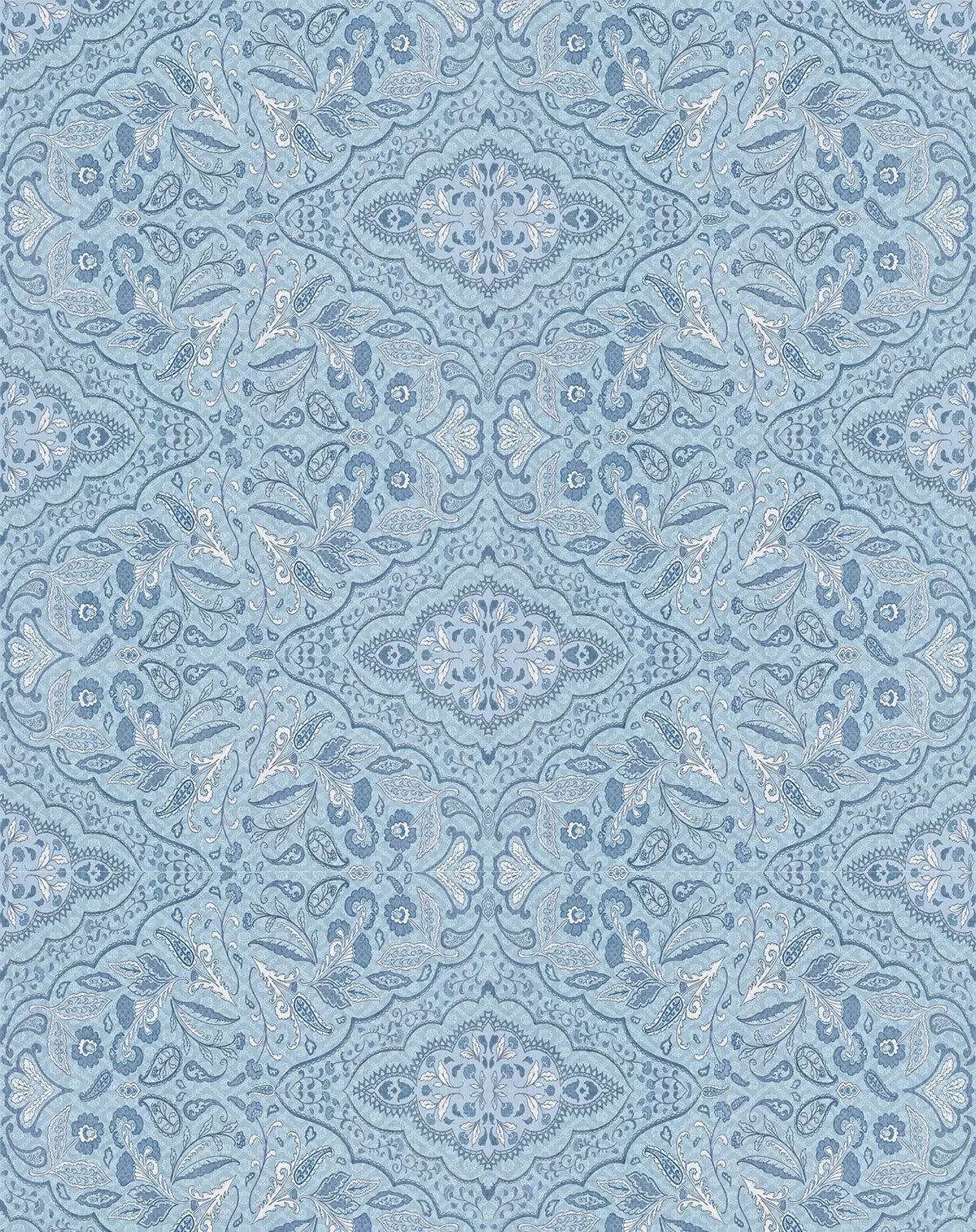 Azure Medallion Denim Wallpaper