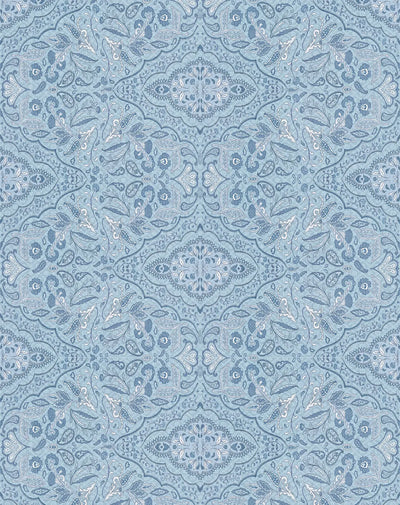 Azure Medallion Denim Wallpaper