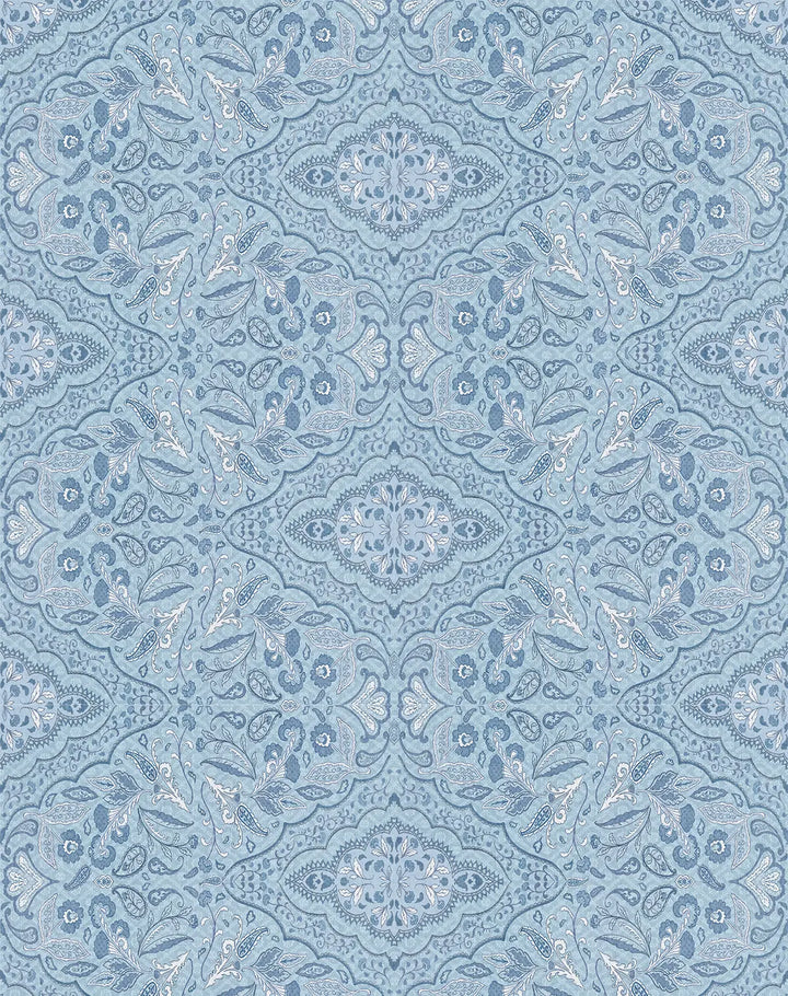 Azure Medallion Denim Wallpaper