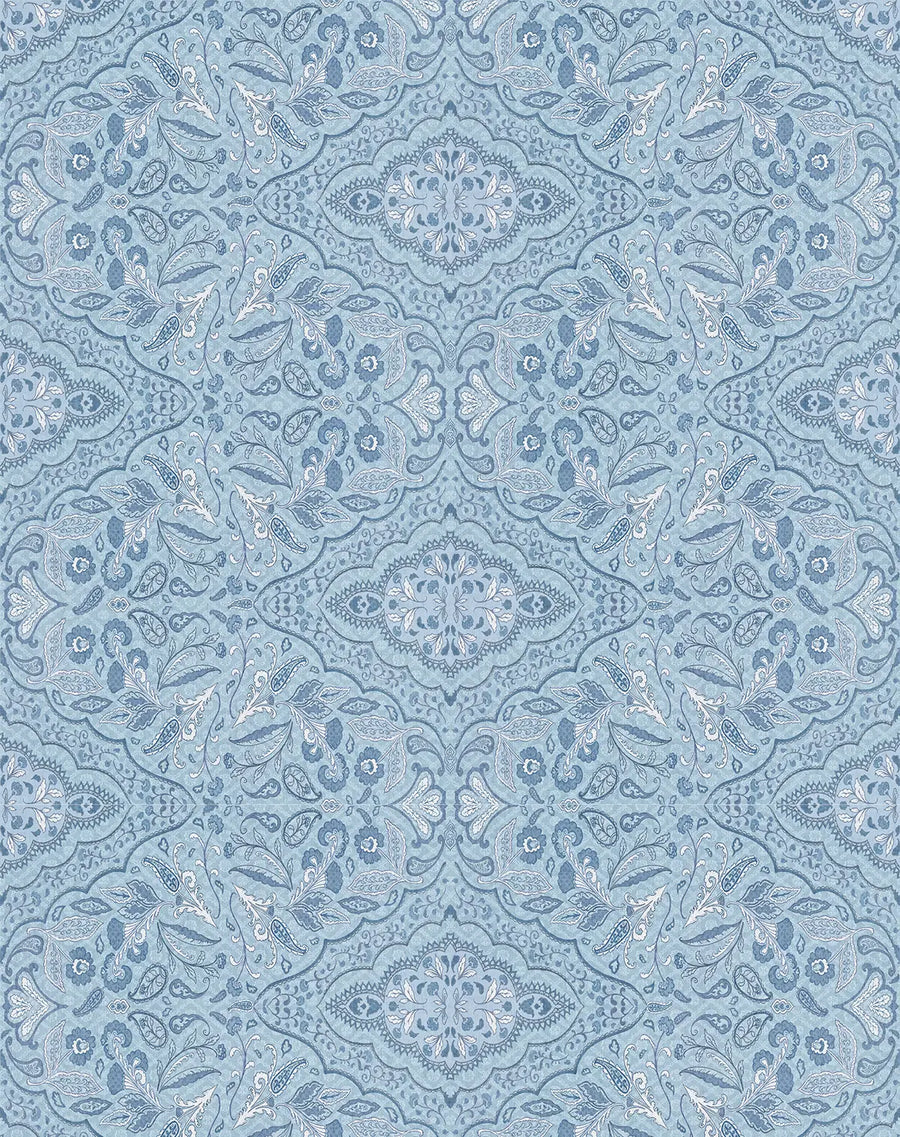 Azure Medallion Denim Wallpaper