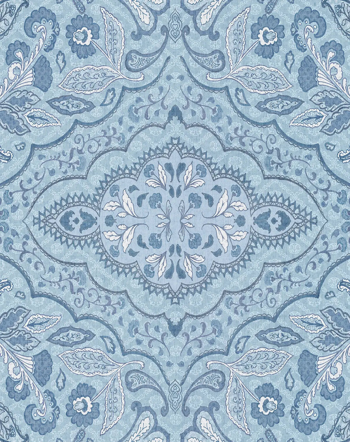 Azure Medallion Denim Wallpaper