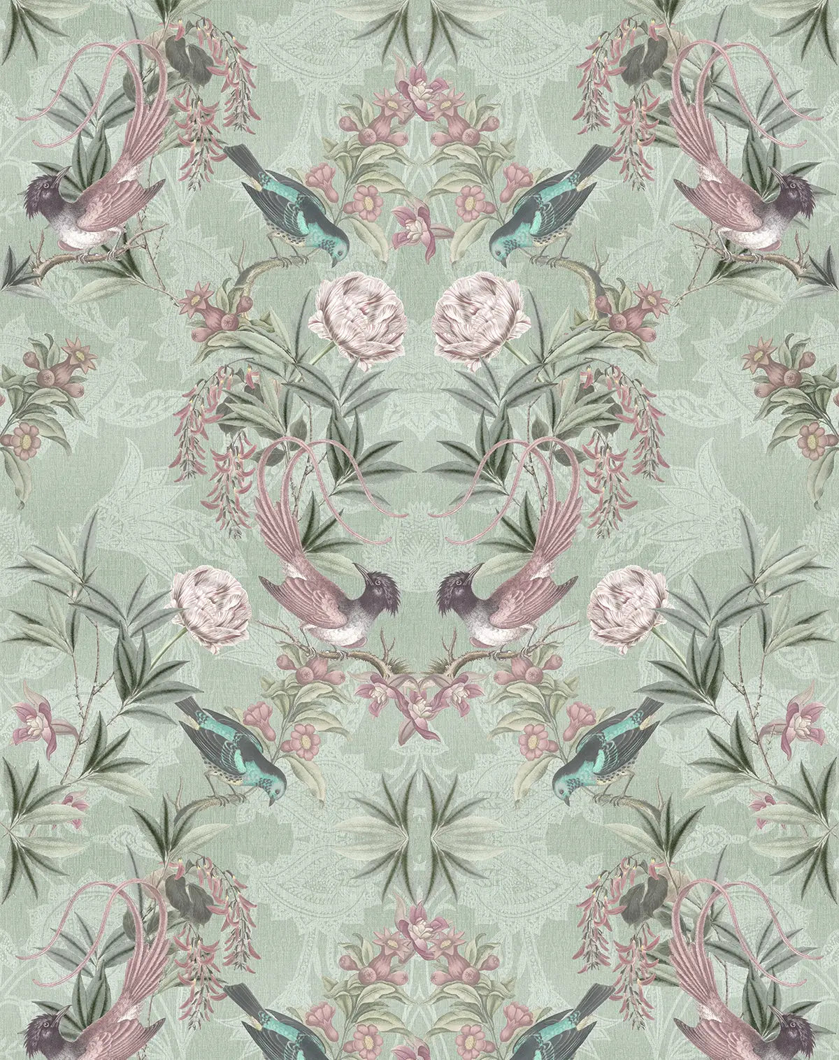 Garden Serenade Mint Wallpaper
