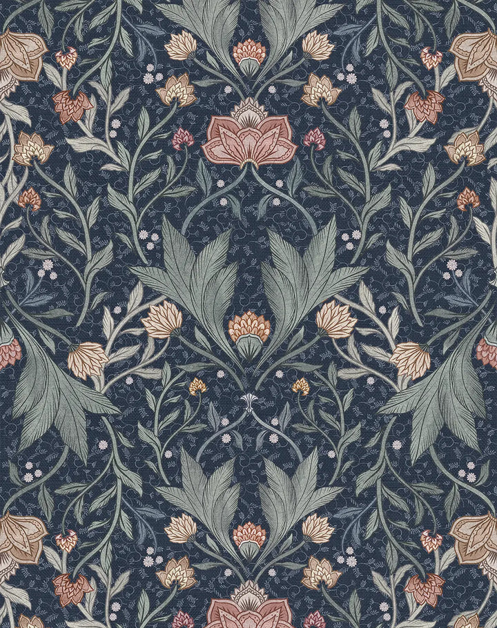 Lotus Noctura Navy Wallpaper
