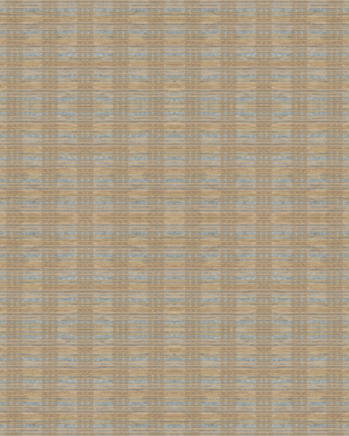 Plaid Weave Beige Blue Wallpaper