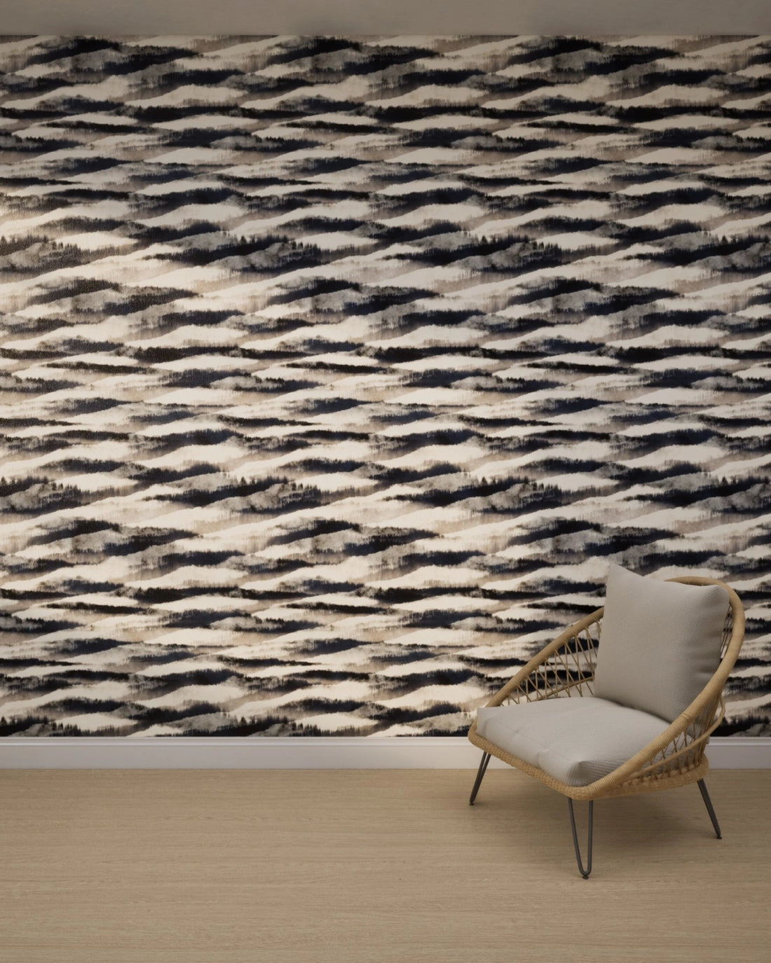 Indigo Cascade Ikat Wallpaper