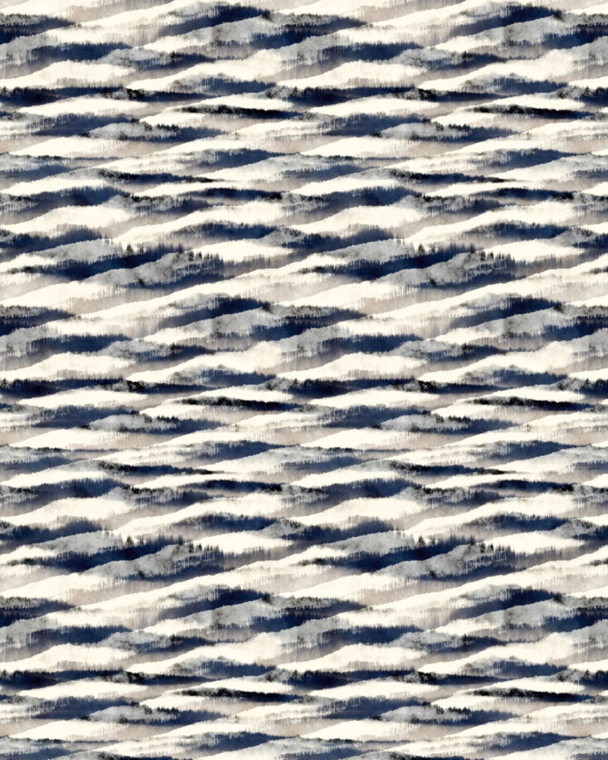 Indigo Cascade Ikat Wallpaper