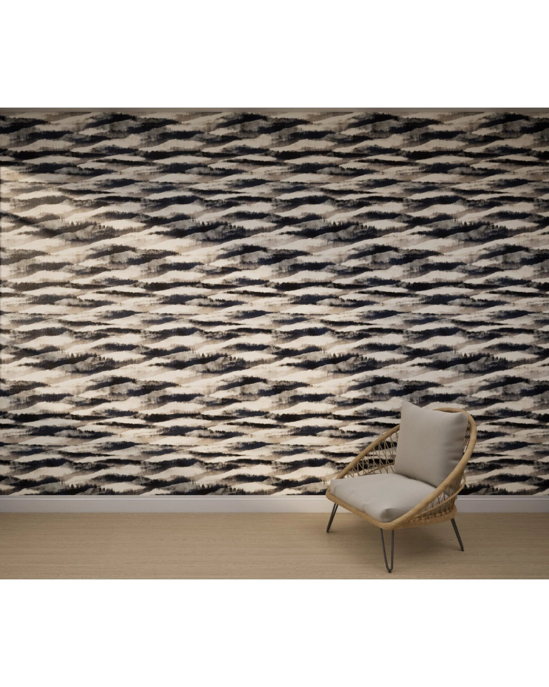 Indigo Cascade Ikat Wallpaper