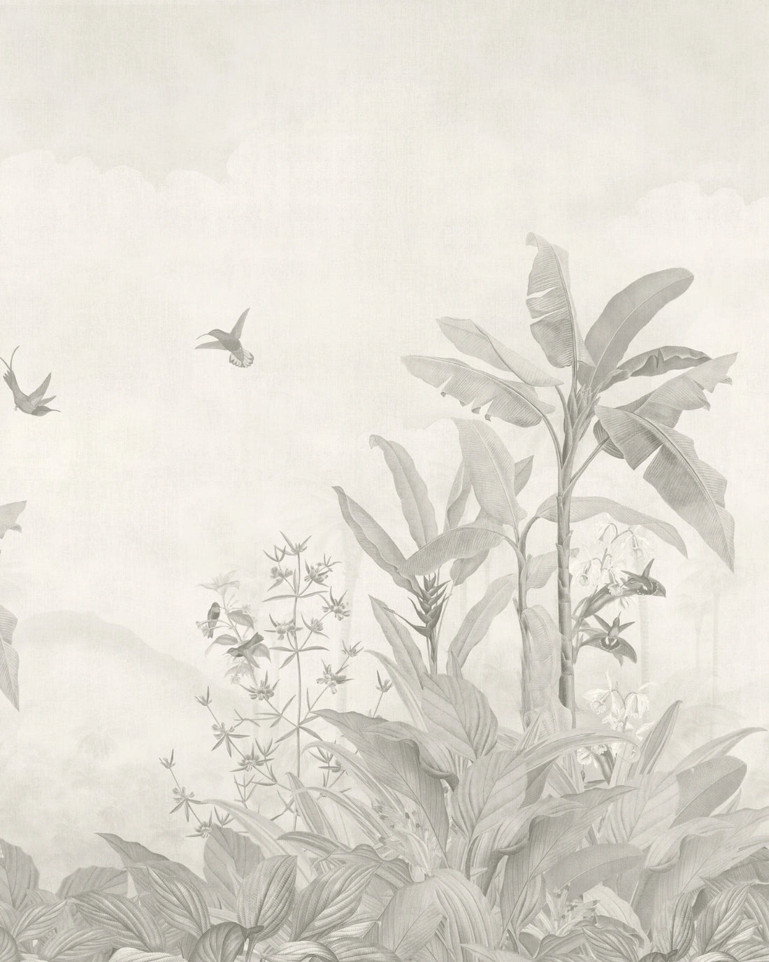 Vintage Jungle Panorama Wallpaper – Mist Grey