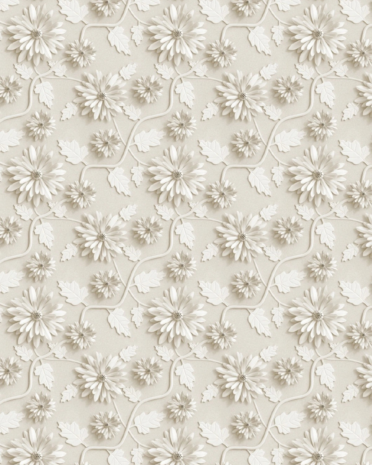 3D Floral Sculpt Relief Wallpaper