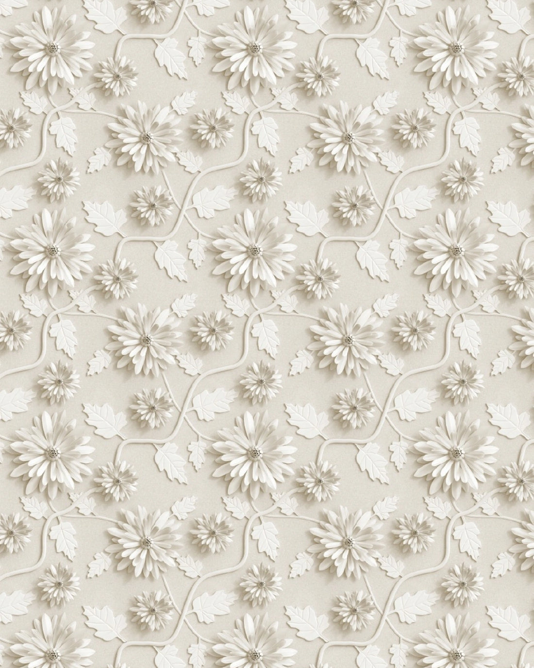 3D Floral Sculpt Relief Wallpaper