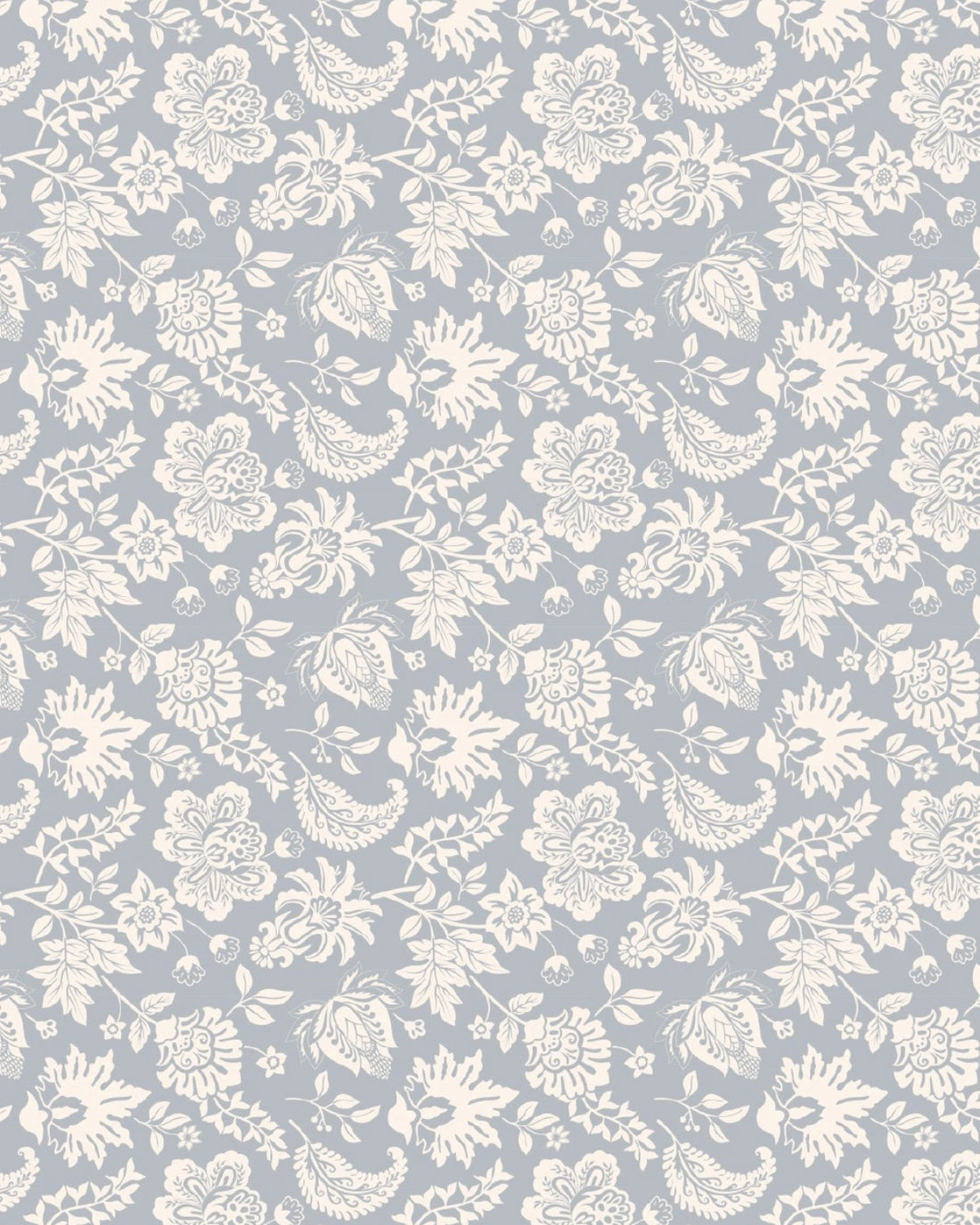 Vintage Floral Blueprint Wallpaper