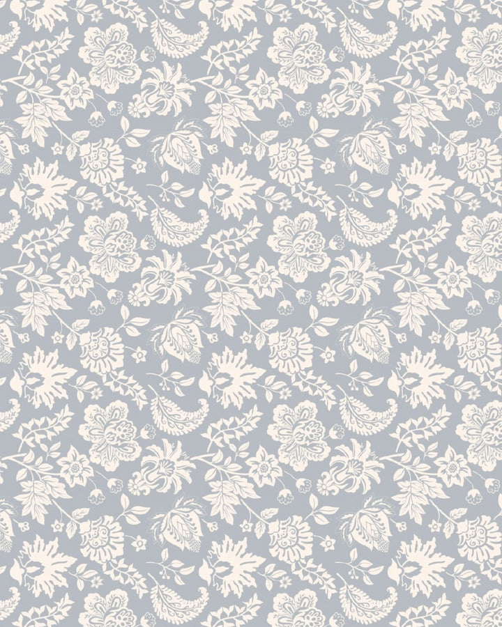 Vintage Floral Blueprint Wallpaper