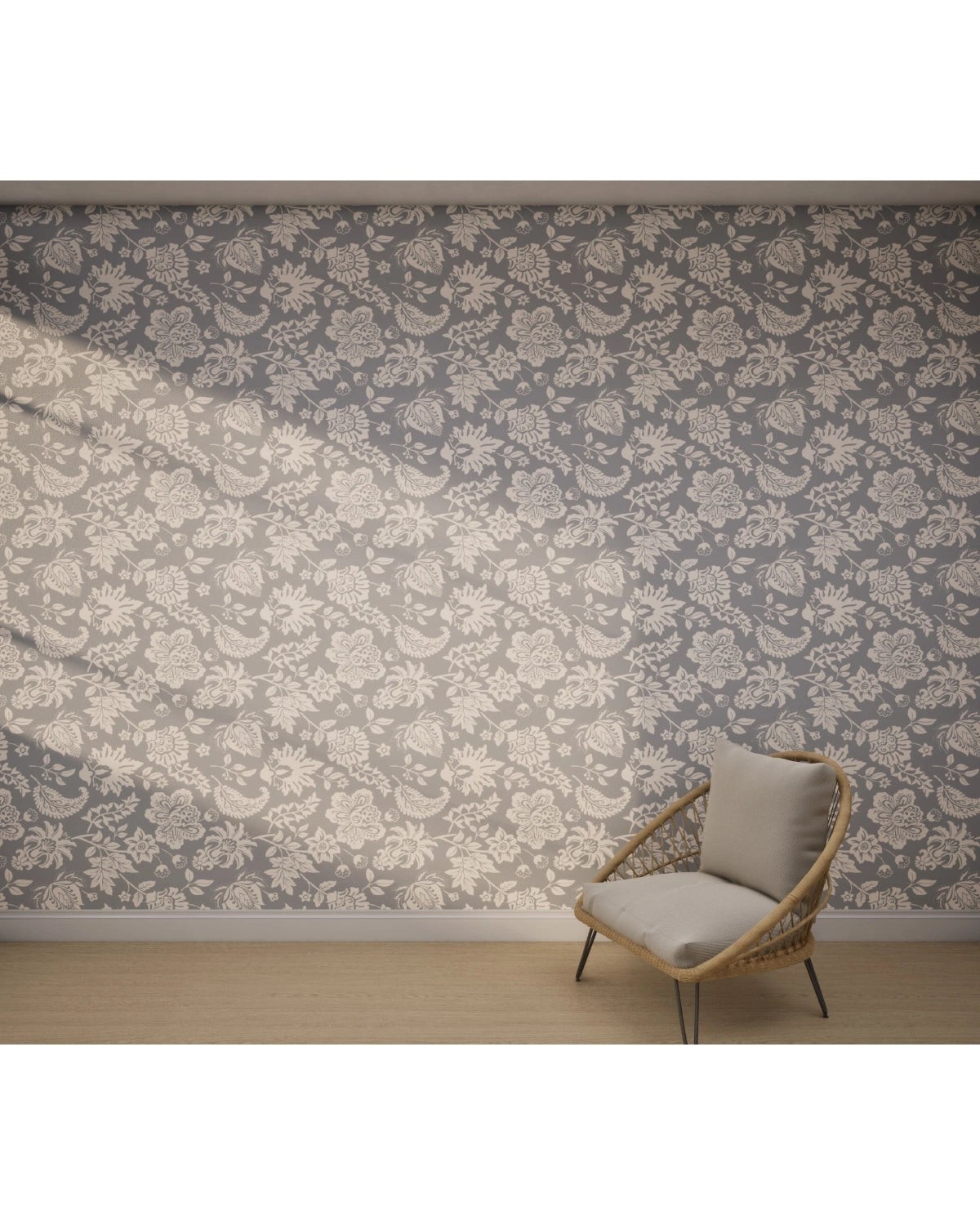 Vintage Floral Blueprint Wallpaper