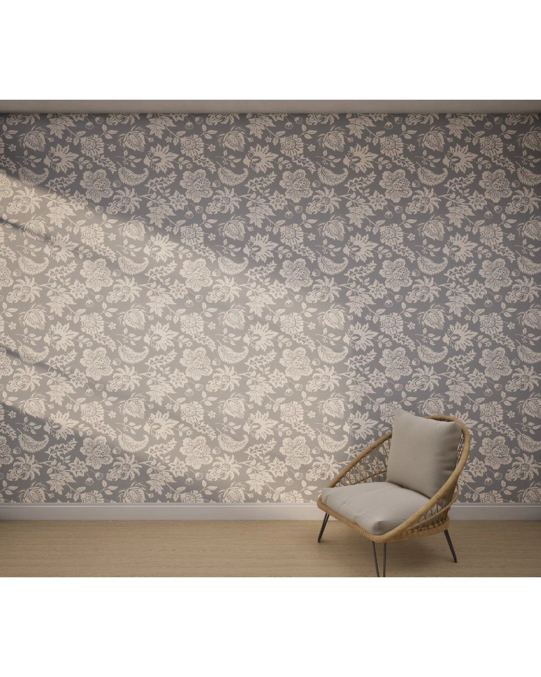 Vintage Floral Blueprint Wallpaper