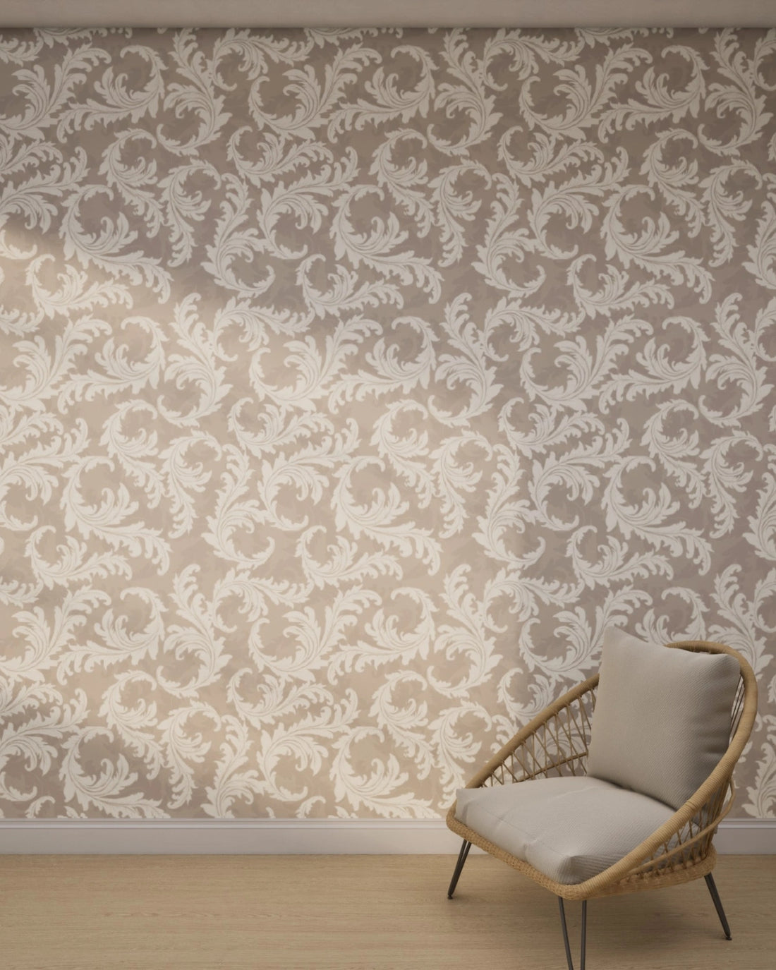 Regal Baroque Scroll Wallpaper