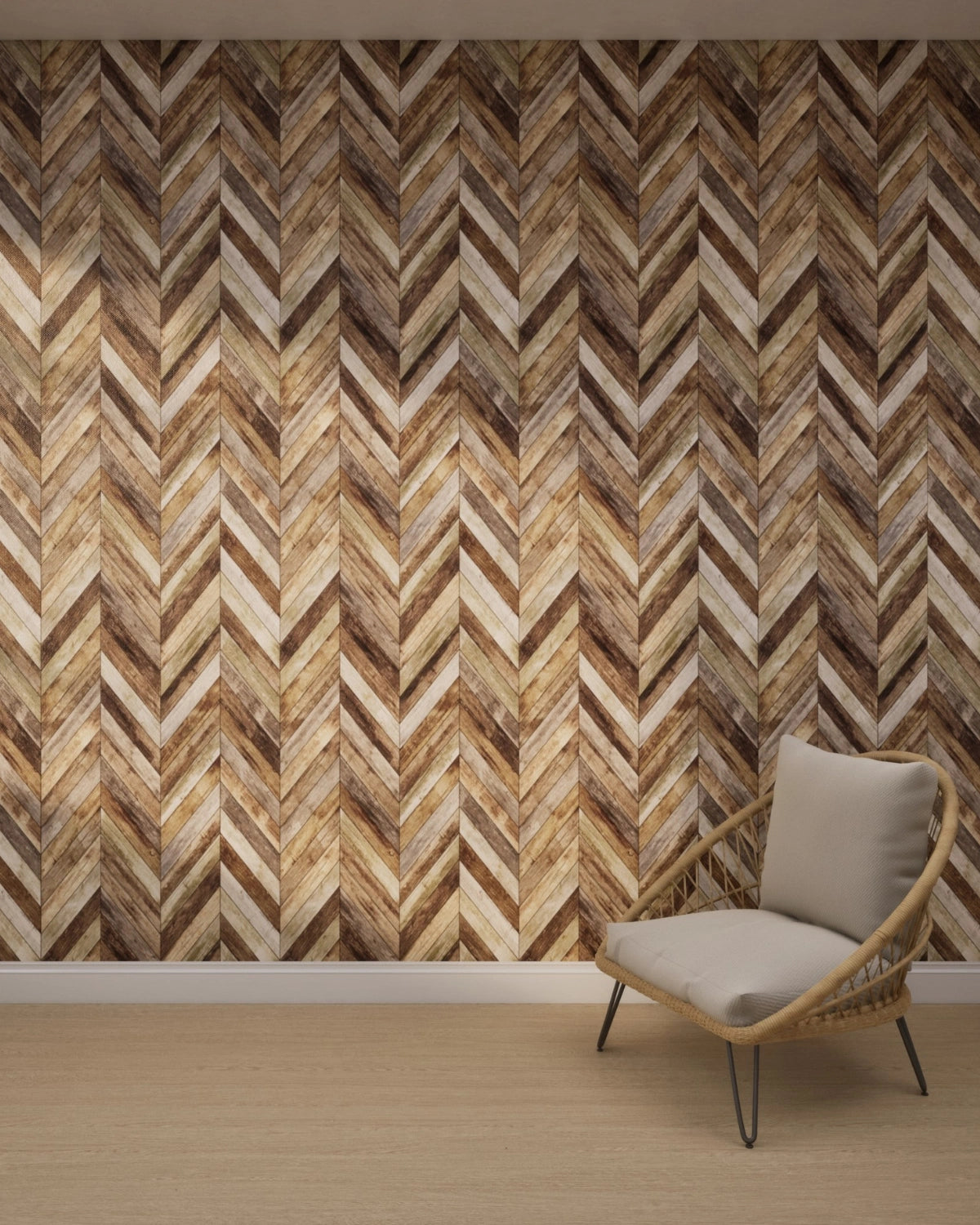 Chevron Rustic Wood Wallpaper