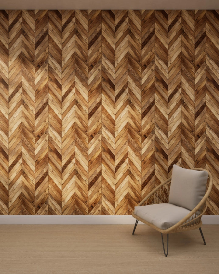 Chevron Softwood Mix Wallpaper