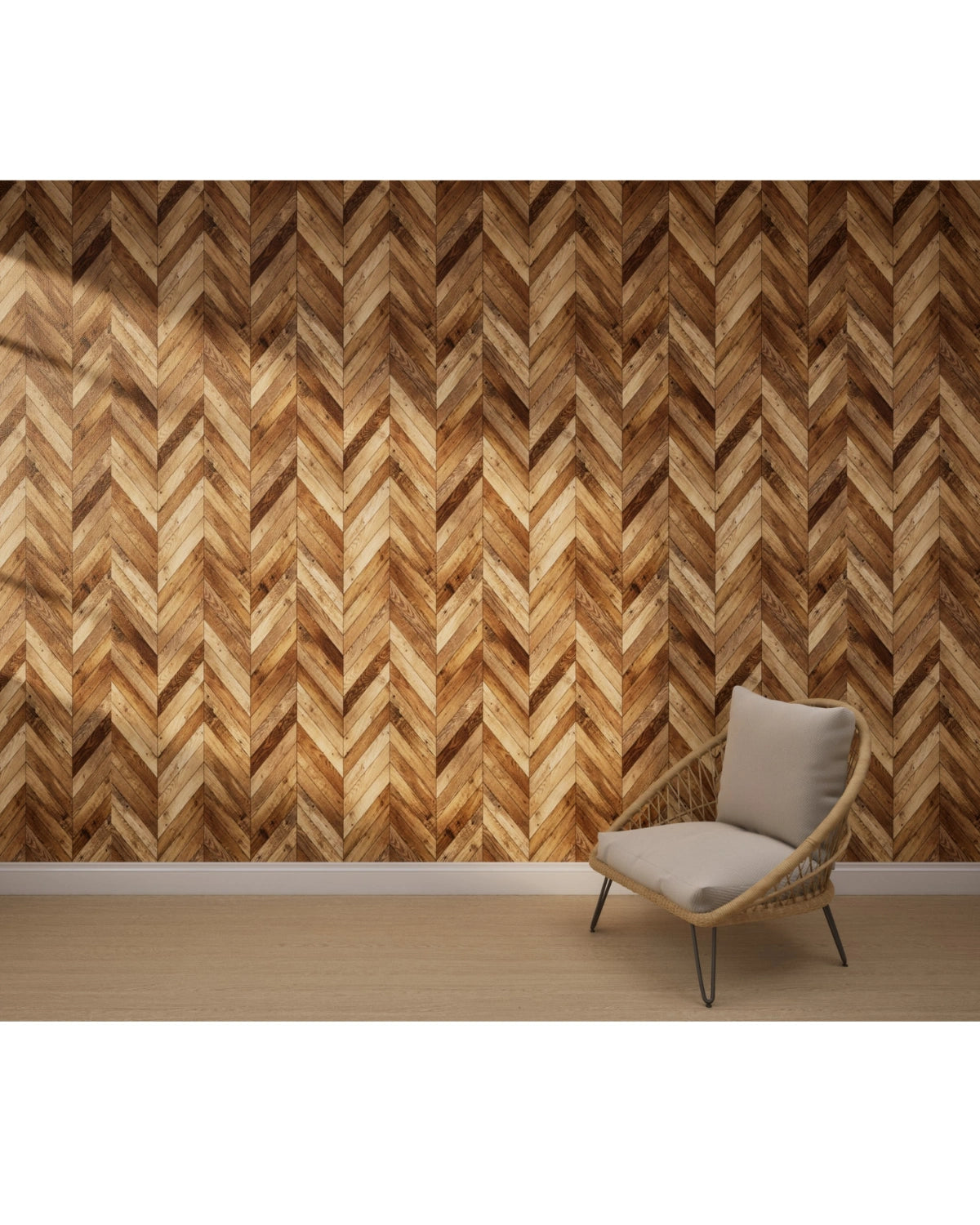 Chevron Softwood Mix Wallpaper