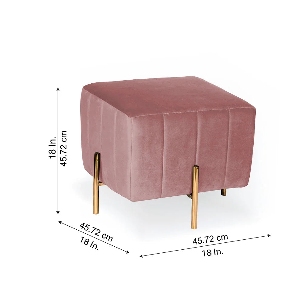 Adirondack Pink Channel Tufted Ottoman - Gold Legs