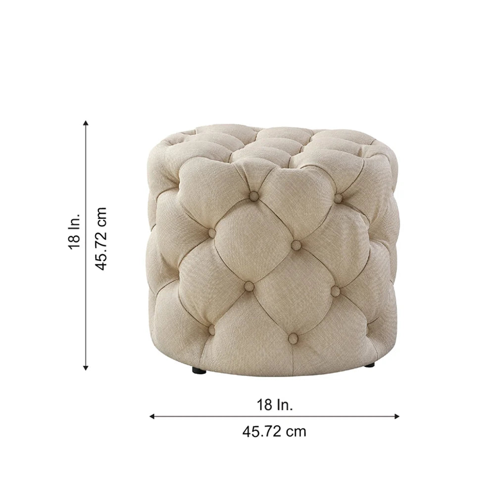 Briana Beige Velvet Ottoman Cube