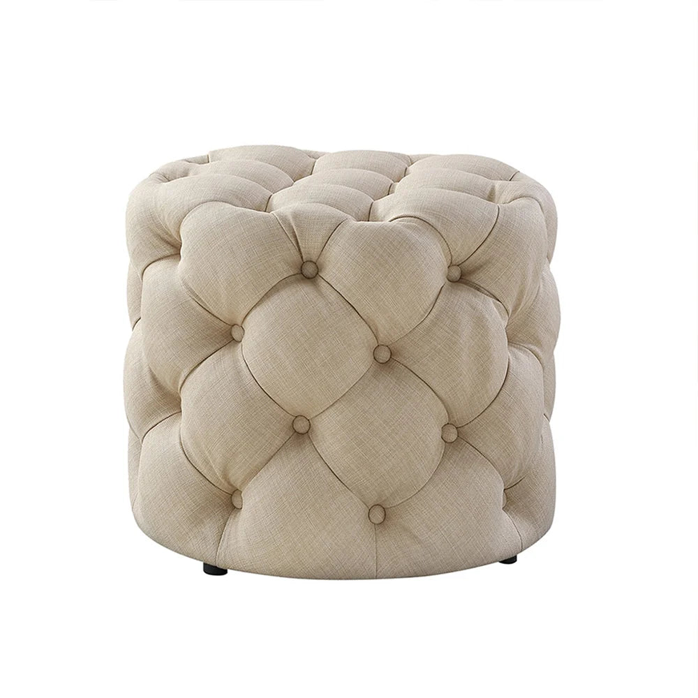 Briana Beige Velvet Ottoman Cube