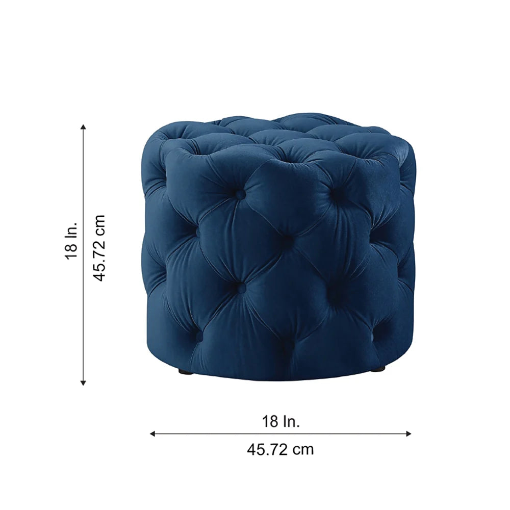 Briana Blue Velvet Ottoman Cube